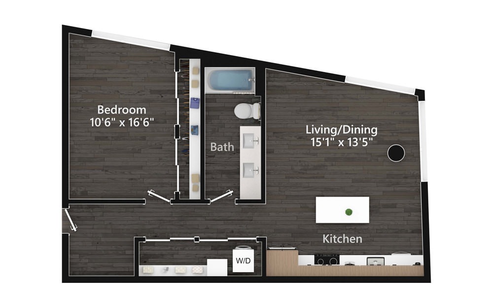 1.03.1 - 1 bedroom floorplan layout with 1 bath and 774 square feet.