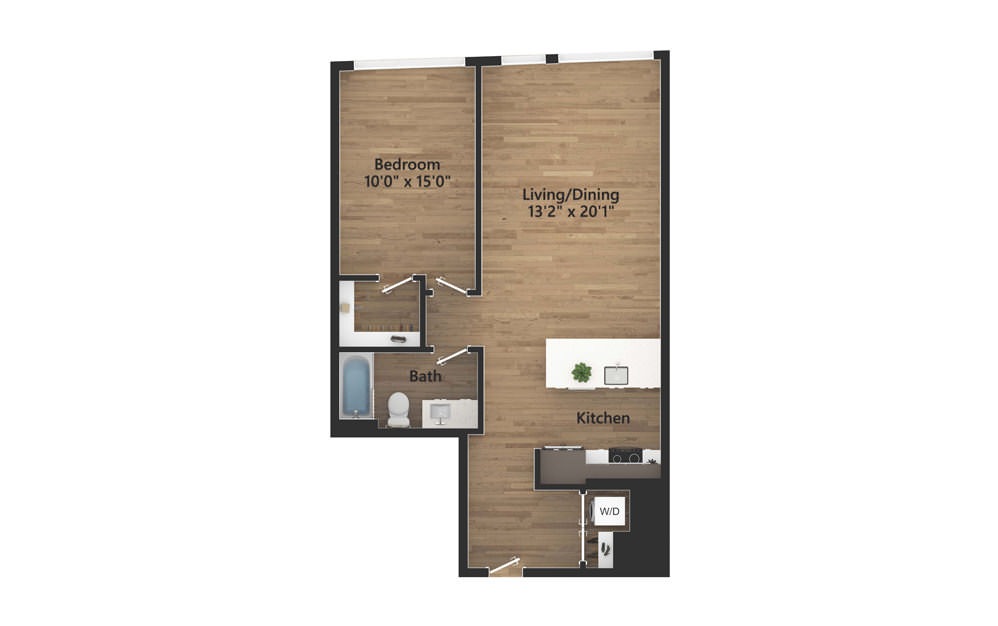 1.04.1 - 1 bedroom floorplan layout with 1 bath and 800 square feet.