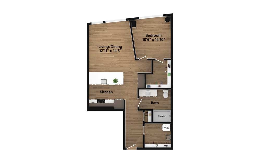1.10.1 - 1 bedroom floorplan layout with 1 bath and 794 to 810 square feet.