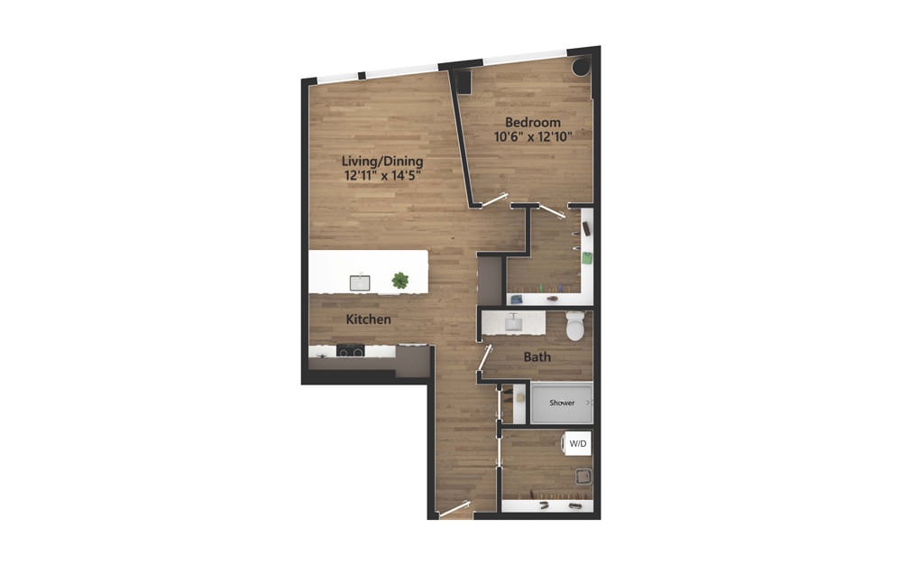 1.10.2 - 1 bedroom floorplan layout with 1 bath and 823 square feet.